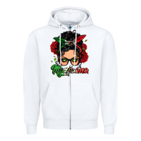White mexicana woman messy bun Zipper Hoodie - LillyAllenDesigns