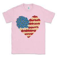 Bubblegum Pink american heart flag Classic Tee - MaliasSmallBusiness