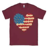 Burgundy american heart flag Classic Tee - MaliasSmallBusiness