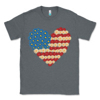 Charcoal Heather american heart flag Classic Tee - MaliasSmallBusiness