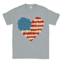 Heather Grey american heart flag Classic Tee - MaliasSmallBusiness