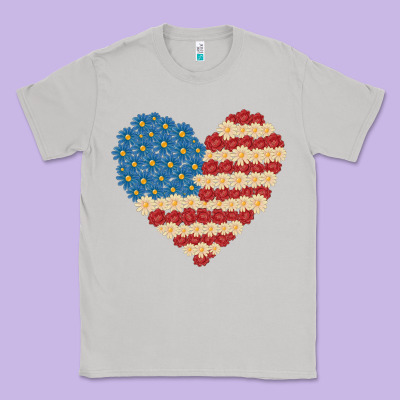 American Heart Flag Classic Tee Designed By Maliassmallbusiness