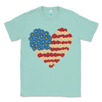 Seafoam american heart flag Classic Tee - MaliasSmallBusiness