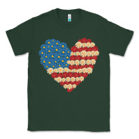Sports Green american heart flag Classic Tee - MaliasSmallBusiness