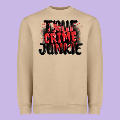 True Crime Junkie Heavyweight Sweatshirt Designed By Maliassmallbusiness