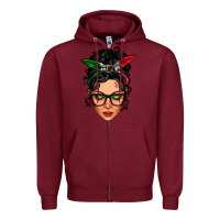 Burgundy mexican latina girl messy bun Zipper Hoodie - LillyAllenDesigns