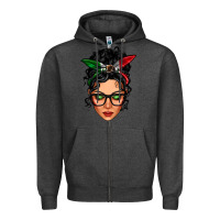 Charcoal Heather mexican latina girl messy bun Zipper Hoodie - LillyAllenDesigns