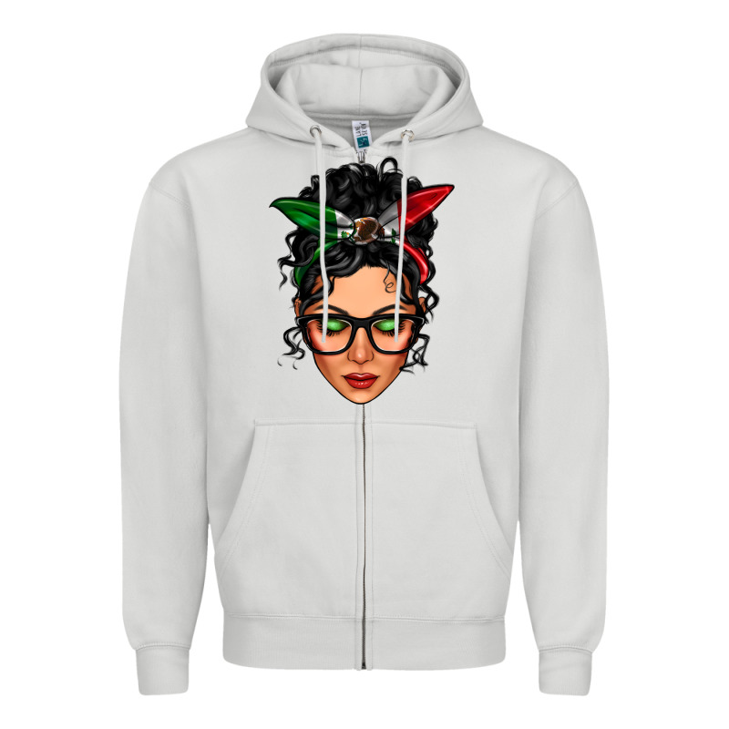 Mexican Latina Girl Messy Bun Zipper Hoodie by LillyAllenDesigns | Teevron