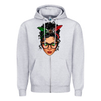 Heather Grey mexican latina girl messy bun Zipper Hoodie - LillyAllenDesigns