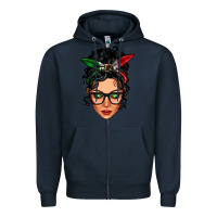 Navy mexican latina girl messy bun Zipper Hoodie - LillyAllenDesigns