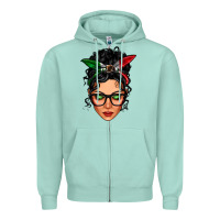 Seafoam mexican latina girl messy bun Zipper Hoodie - LillyAllenDesigns