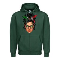 Sports Green mexican latina girl messy bun Zipper Hoodie - LillyAllenDesigns