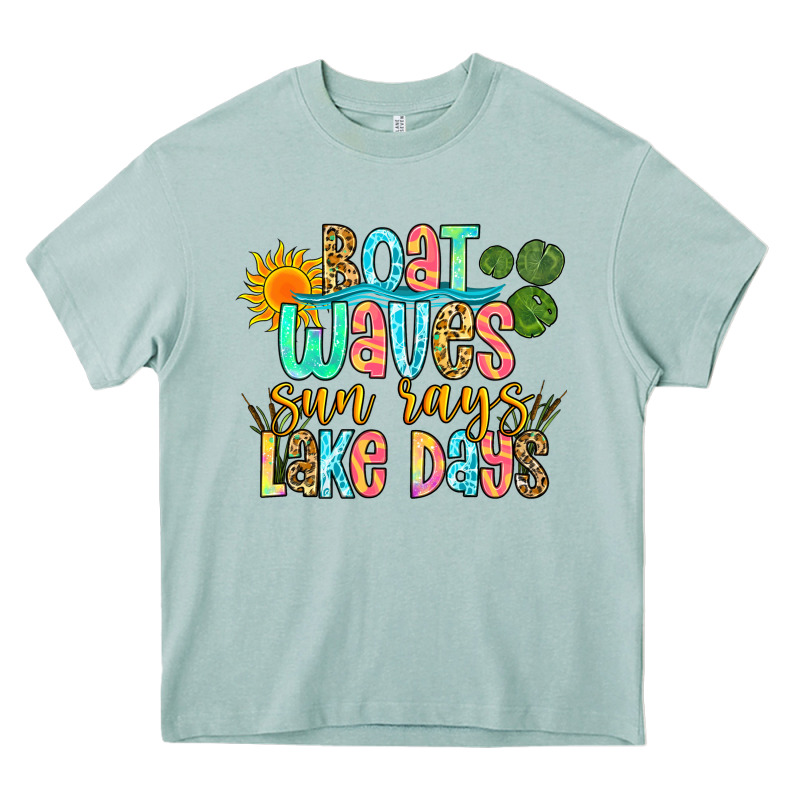 Boat Waves Sun Rays Lake Days Heavy Core Tee by Zillion Design Studio | Teevron