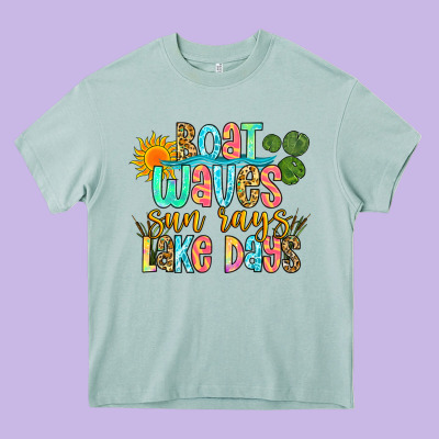 Boat Waves Sun Rays Lake Days Heavy Core Tee Designed By Zillion Design Studio