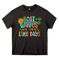 Asphalt boat waves sun rays lake days Heavy Core Tee - Zillion Design Studio