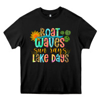 Black boat waves sun rays lake days Heavy Core Tee - Zillion Design Studio