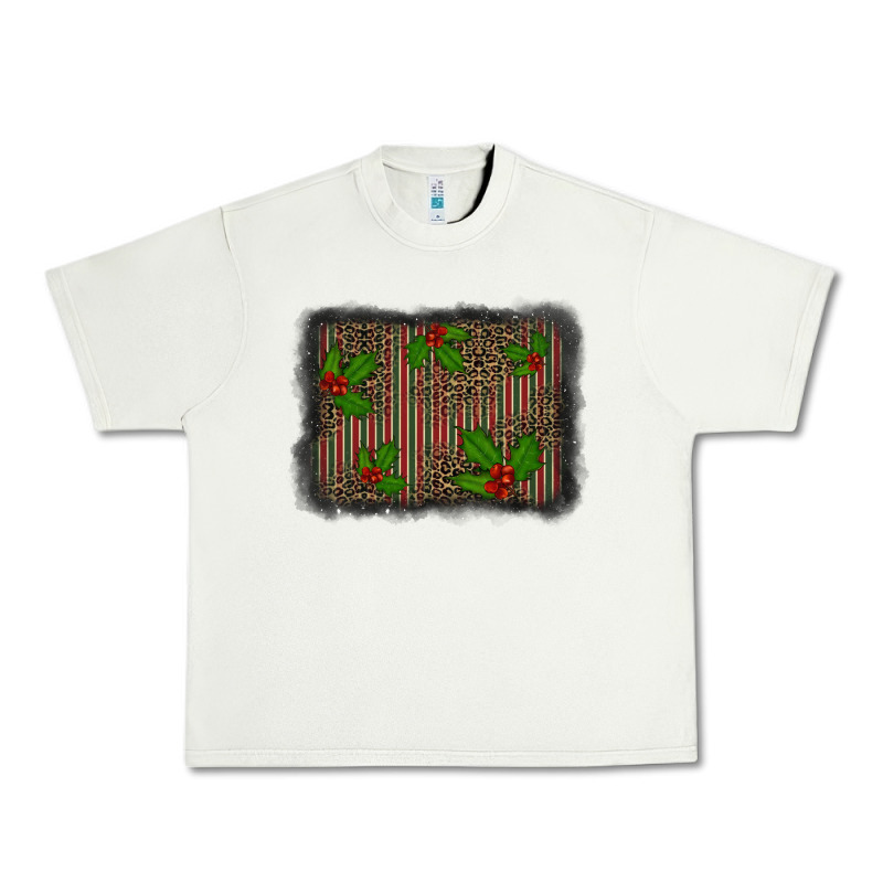 Christmas Plaid Leopard Mistletoe Background Urban Heavy Tee by BarkalooDesign | Teevron