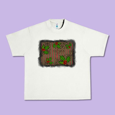 Christmas Plaid Leopard Mistletoe Background Urban Heavy Tee Designed By Barkaloodesign