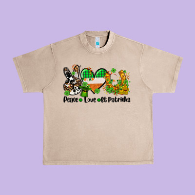Peace Love St Patricks Urban Heavy Tee Designed By Adodesignshop