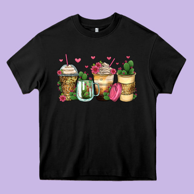 Cactus Coffee Cups Heavy Core Tee Designed By Zillion Design Studio