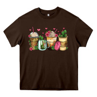 Chocolate Brown cactus coffee cups Heavy Core Tee - Zillion Design Studio