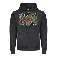 Vintage Black autism awareness leopard cowhide background Vintage Hoodie - Artiststas
