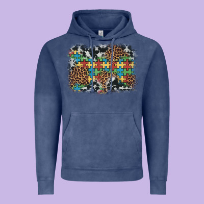 Autism Awareness Leopard Cowhide Background Vintage Hoodie Designed By Artiststas