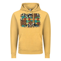 Vintage Mustard autism awareness leopard cowhide background Vintage Hoodie - Artiststas
