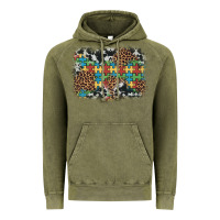 Vintage Olive autism awareness leopard cowhide background Vintage Hoodie - Artiststas