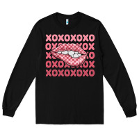 Black xoxo checker lips Long Sleeve Tee - MaliasSmallBusiness