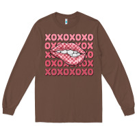 Chestnut xoxo checker lips Long Sleeve Tee - MaliasSmallBusiness