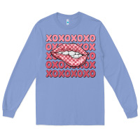 Colony Blue xoxo checker lips Long Sleeve Tee - MaliasSmallBusiness
