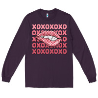 Plum xoxo checker lips Long Sleeve Tee - MaliasSmallBusiness