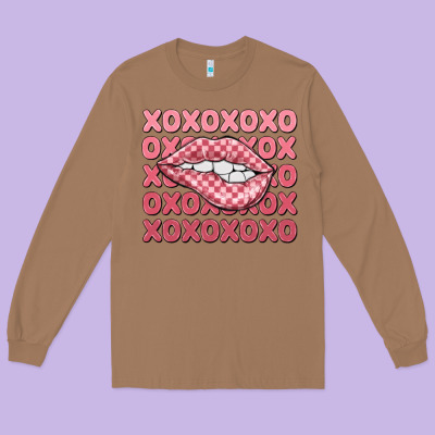 Xoxo Checker Lips Long Sleeve Tee Designed By Maliassmallbusiness