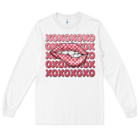 White xoxo checker lips Long Sleeve Tee - MaliasSmallBusiness