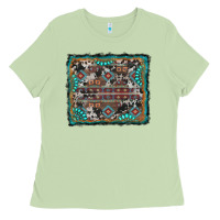 Matcha aztec background with gemstone and cowhide Ladies Tee - RanaPortraitStore