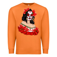 Carrot Mexicana Skull Girl with Roses Premium Sweatshirt - texasbilliewilder