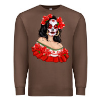 Chestnut Mexicana Skull Girl with Roses Premium Sweatshirt - texasbilliewilder