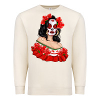 Mexicana Skull Girl With Roses Premium Sweatshirt | Teevron