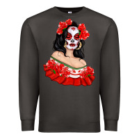 Smoke Mexicana Skull Girl with Roses Premium Sweatshirt - texasbilliewilder