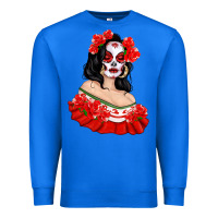 True Royal Mexicana Skull Girl with Roses Premium Sweatshirt - texasbilliewilder