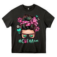 Asphalt cat mom messy bun Heavy Core Tee - Zillion Design Studio