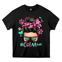 Black cat mom messy bun Heavy Core Tee - Zillion Design Studio