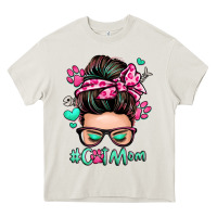 Cream cat mom messy bun Heavy Core Tee - Zillion Design Studio