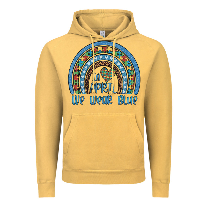 In April We Wear Blue Autism Awareness Leopard Rainbow Vintage Hoodie by Artiststas | Teevron