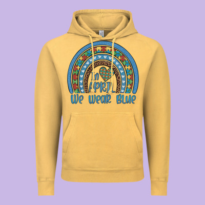 In April We Wear Blue Autism Awareness Leopard Rainbow Vintage Hoodie Designed By Artiststas
