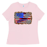 Bubblegum Pink race american flag Ladies Tee - Zillion Design Studio