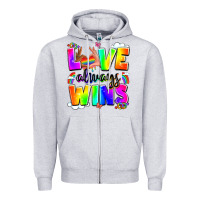 Heather Grey love always wins Zipper Hoodie - LillyAllenDesigns