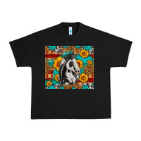 Black Aztec Sunflowers Horse Urban Heavy Tee - LillyAllenDesigns