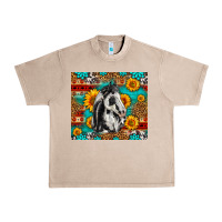 French Oak Aztec Sunflowers Horse Urban Heavy Tee - LillyAllenDesigns
